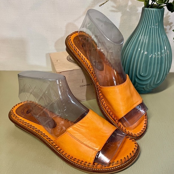 🛍️Orange leather NURTURE slide sandals size 6.5 - Picture 3 of 6